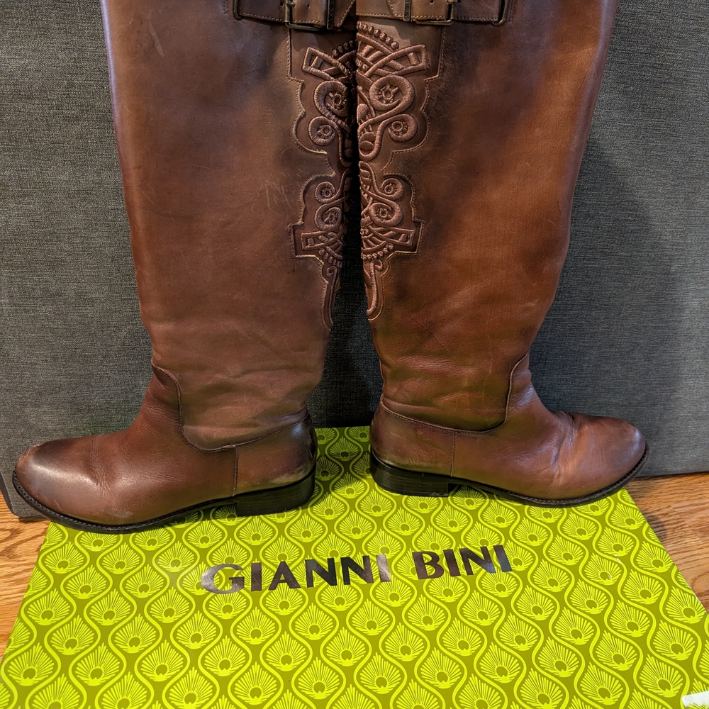 Gianni Bini Soft Leather Brandy Boots